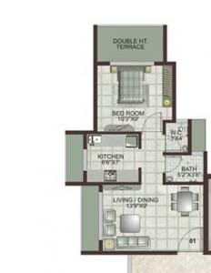 Floor plan of 1 BHK 269 Sq. Ft. Apartment in Lakhanis Orchid Woods, Navi Mumbai