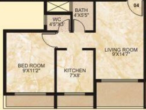 Floor plan of 1 BHK 286 Sq. Ft. Apartment in Lakhanis Prestige, Navi Mumbai