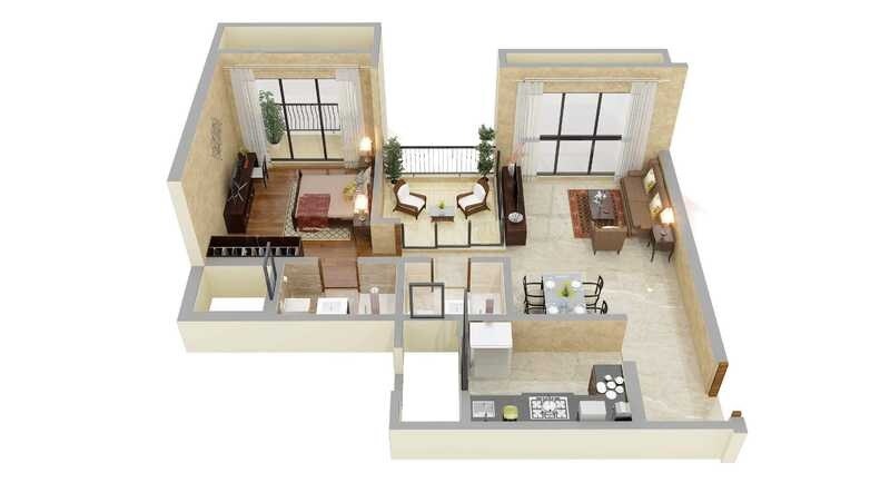 Floor plan of 1 BHK 436 Sq. Ft. Apartment in Landmark Casa Unico, Navi Mumbai