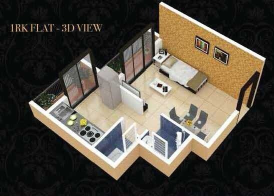 Floor plan of 183 Sq. Ft. Studio in Laxmi Castello, Navi Mumbai