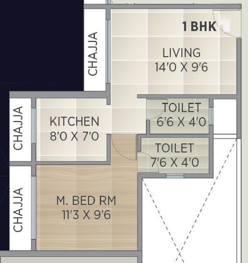 1 BHK 346 Sq. Ft. Apartment in Lively Kalpavruksha Oneness