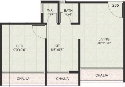 Floor plan of 1 BHK 229 Sq. Ft. Apartment in Living Tulip, Navi Mumbai