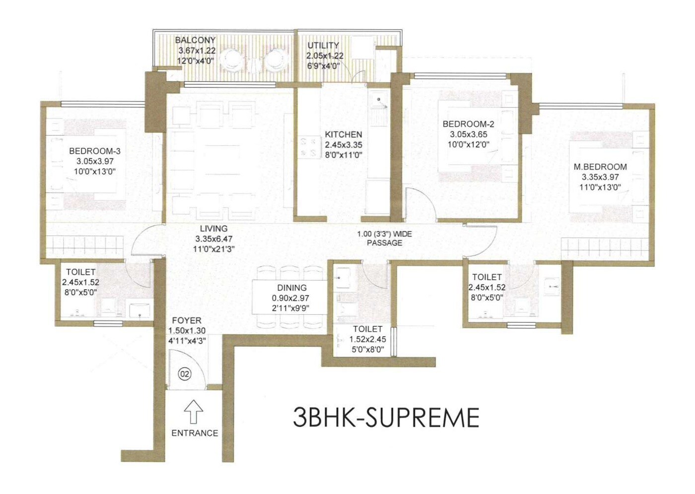 3 BHK 1441 Sq. Ft. Apartment