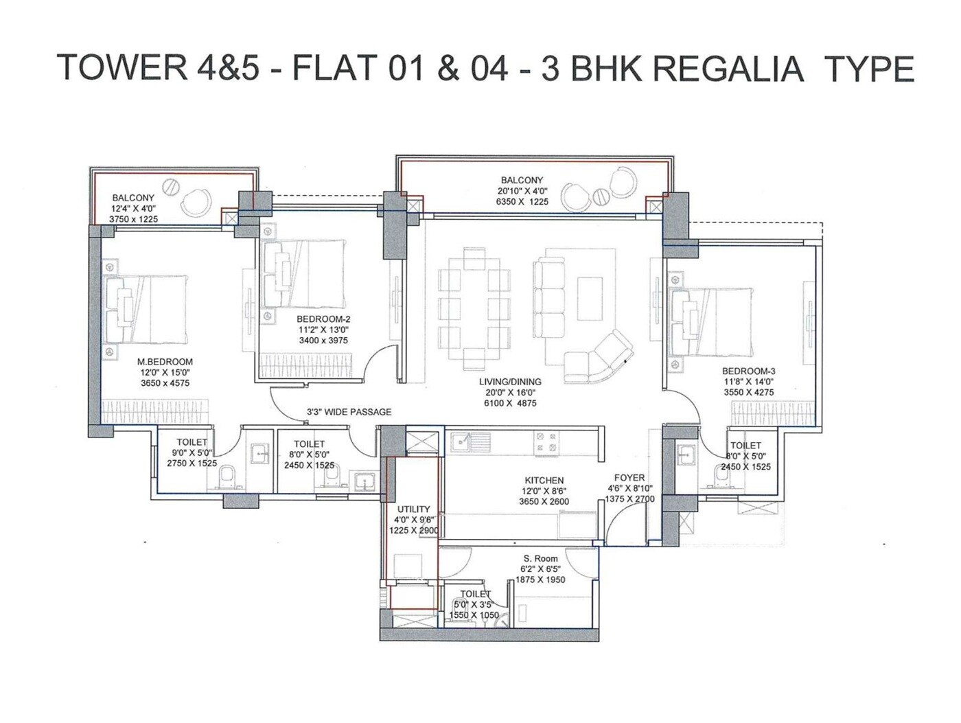 3 BHK 1441 Sq. Ft. Apartment
