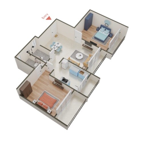 2 BHK 528 Sq. Ft. Apartment
