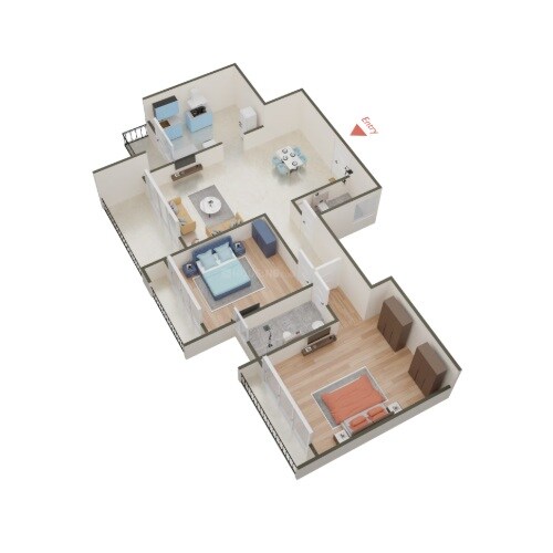 2 BHK 629 Sq. Ft. Apartment
