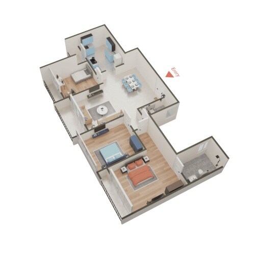 3 BHK 689 Sq. Ft. Apartment