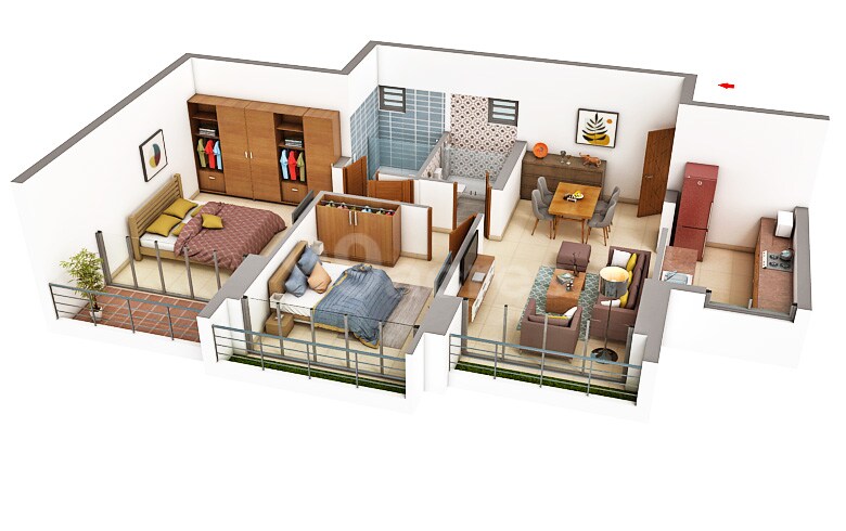 2 BHK 790 Sq. Ft. Apartment