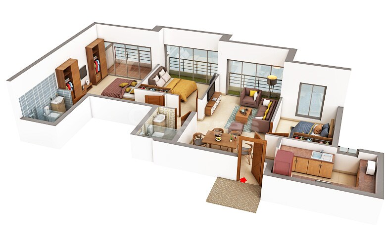 3 BHK 803 Sq. Ft. Apartment
