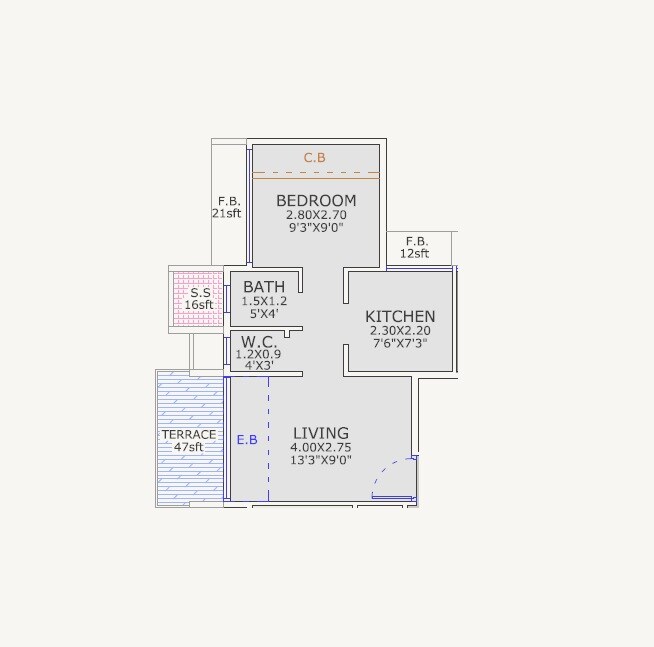 1 BHK 265 Sq. Ft. Apartment