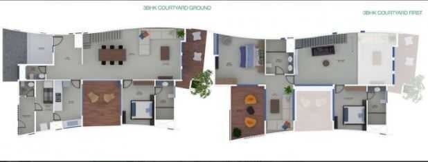 Floor plan of 3 BHK 3029 Sq. Ft. Villa in Mahindra The Serenes, Navi Mumbai