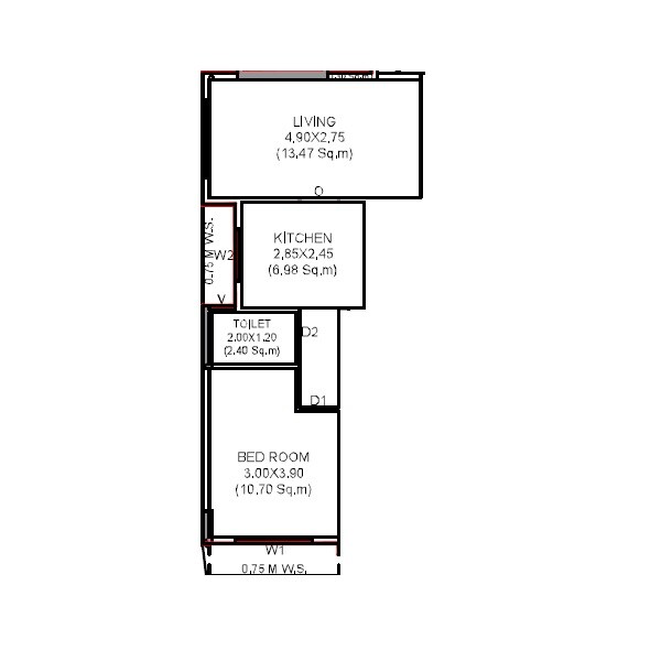 1 BHK 381 Sq. Ft. Apartment