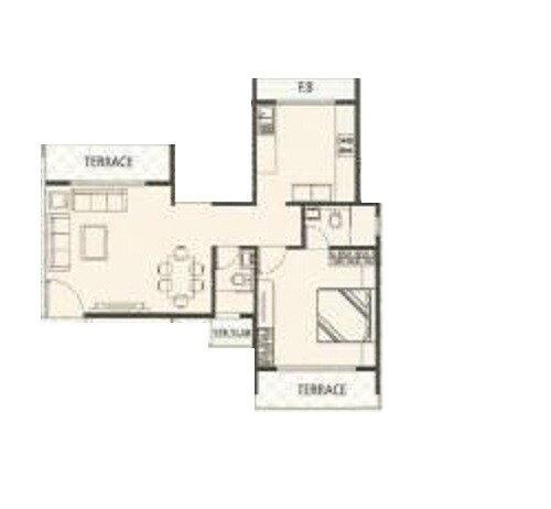 Floor plan of 1 BHK 418 Sq. Ft. Apartment in Manas Vasudha, Navi Mumbai