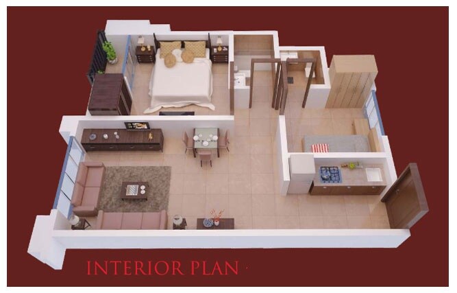 Floor plan of 1 BHK 403 Sq. Ft. Apartment in Mane Palms, Navi Mumbai