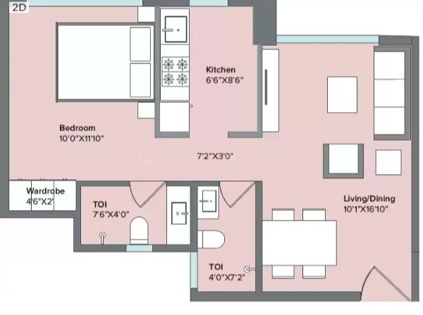 Floor plan of 1 BHK 459 Sq. Ft. Apartment in Marathon Nexzone Antilia, Navi Mumbai