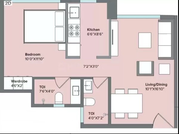 Floor plan of 1 BHK 459 Sq. Ft. Apartment in Marathon Nexzone Aster, Navi Mumbai