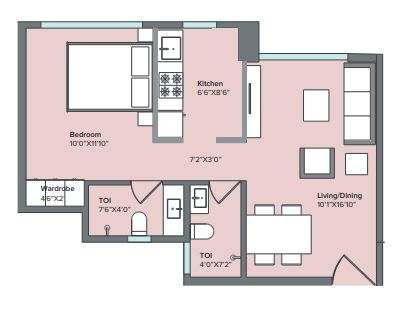 1 BHK 394 Sq. Ft. Apartment in Marathon Nexzone Cedar 1