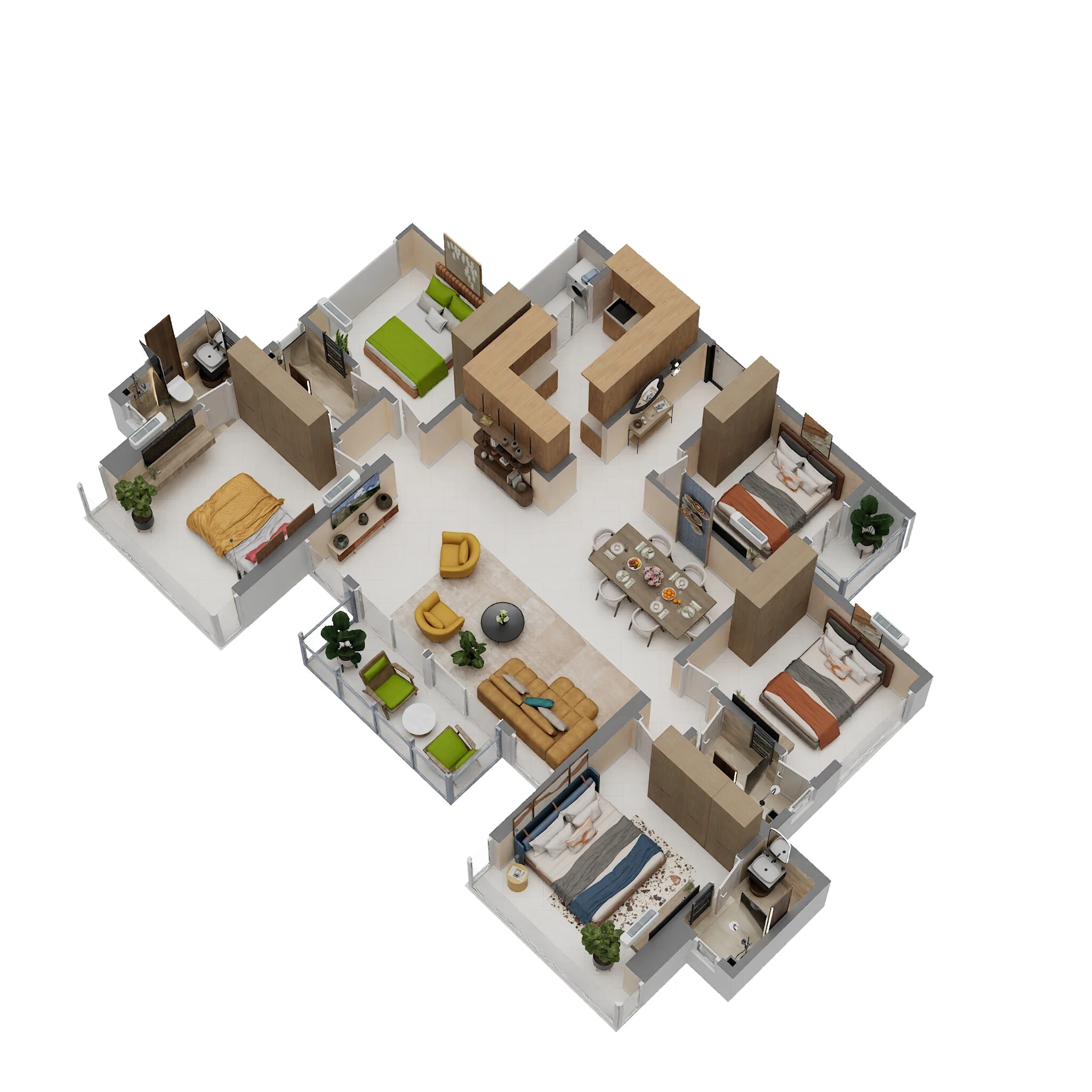 Floor plan of 5 BHK 1431 Sq. Ft. Apartment in Marathon Nexzone Nirvana, Navi Mumbai