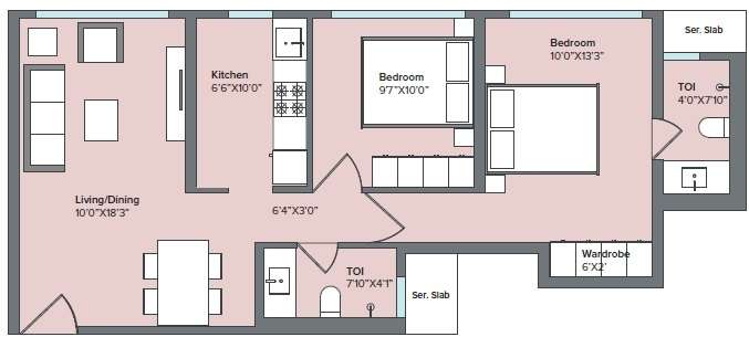 2 BHK 581 Sq. Ft. Apartment in Marathon Nexzone Zodiac 1
