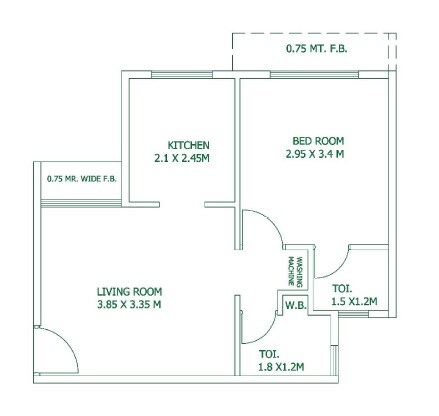 Floor plan of 1 BHK 280 Sq. Ft. Apartment in Marvel Sai Shanti Park, Navi Mumbai