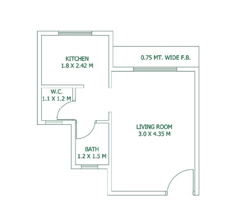 Floor plan of 189 Sq. Ft. Studio in Marvel Sai Shanti Park, Navi Mumbai
