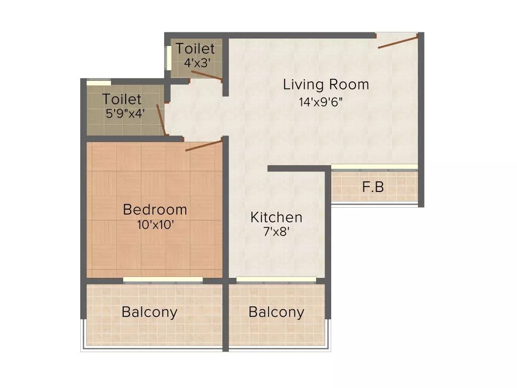 Floor plan of 1 BHK 660 Sq. Ft. Apartment in Marvels Soham, Navi Mumbai