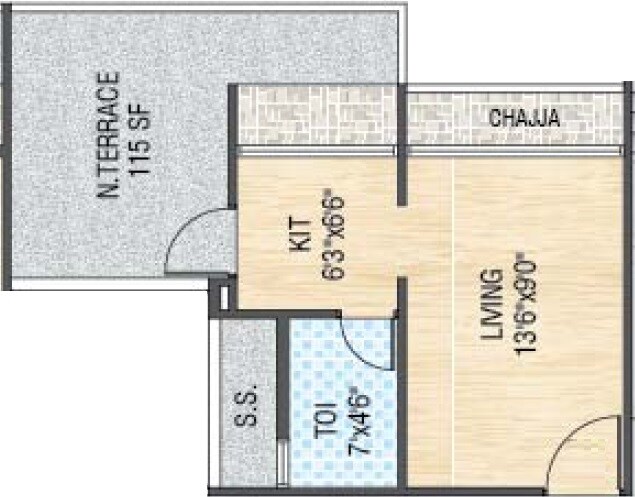 Floor plan of 182 Sq. Ft. Studio in Meghna Kalash, Navi Mumbai