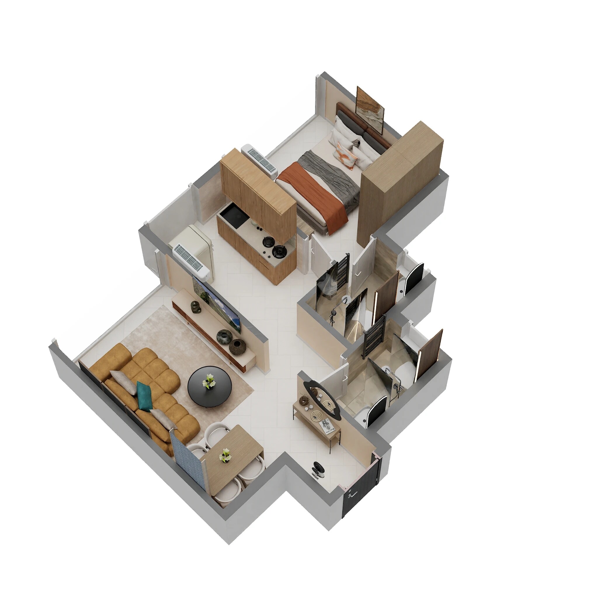 Floor plan of 1 BHK 423 Sq. Ft. Apartment in Micron The Bellagio, Navi Mumbai
