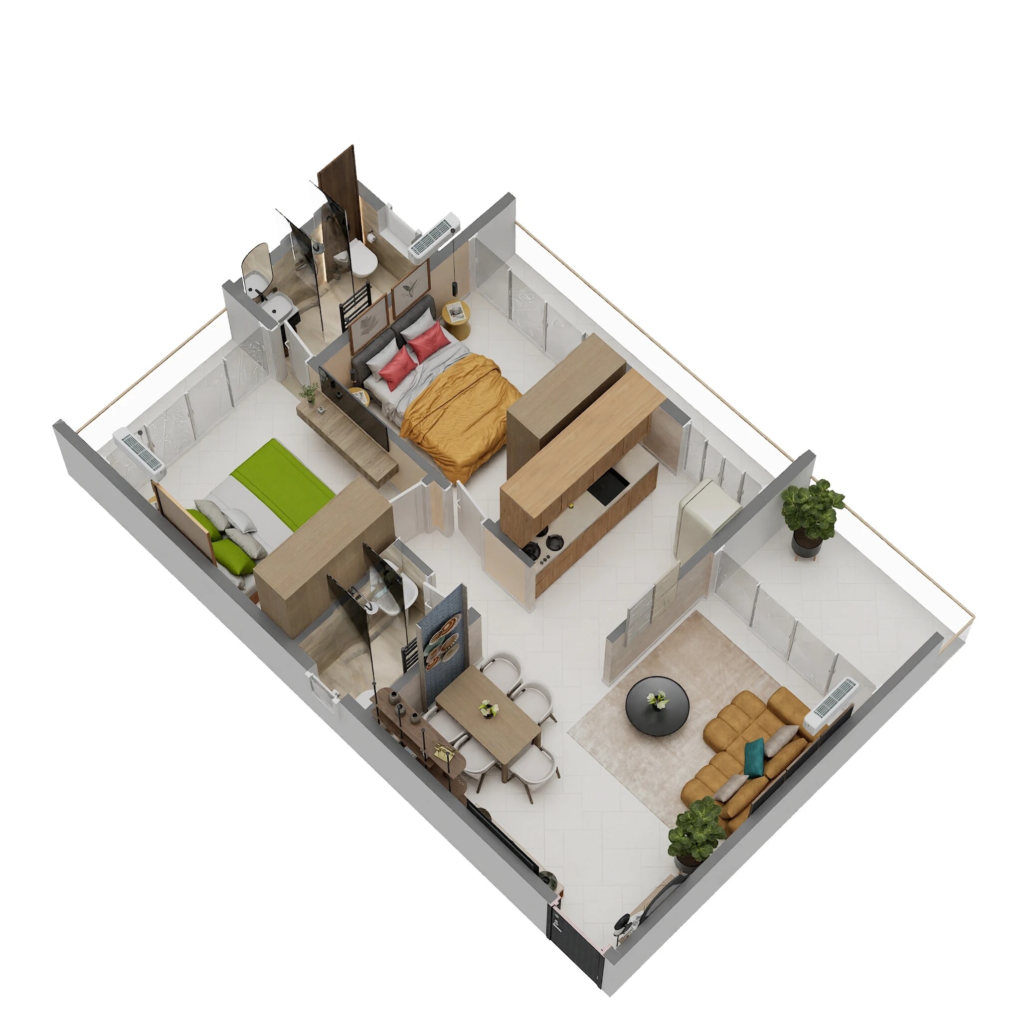 Floor plan of 2 BHK 538 Sq. Ft. Apartment in Micron The Bellagio, Navi Mumbai