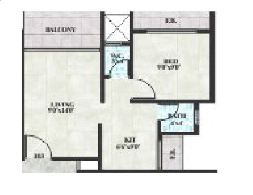 Floor plan of 1 BHK 291 Sq. Ft. Apartment in Milan Homes, Navi Mumbai
