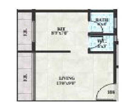 Floor plan of 205 Sq. Ft. Studio in Milan Homes, Navi Mumbai