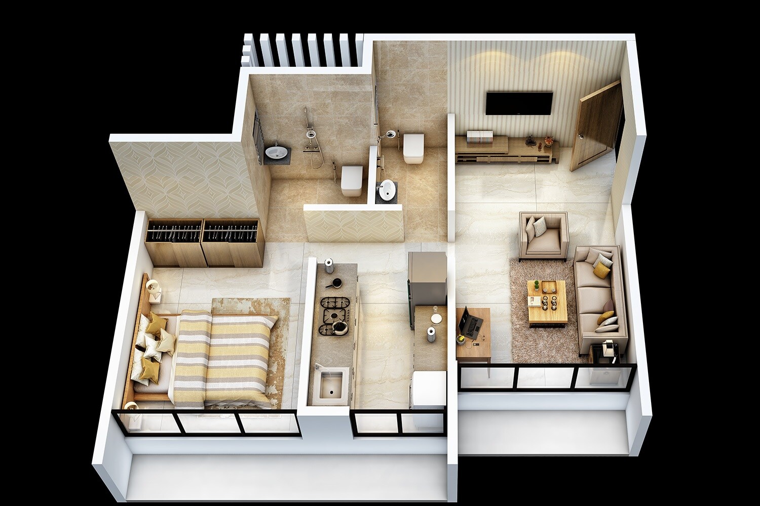 1 BHK 465 Sq. Ft. Apartment