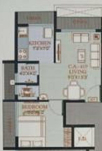 Floor plan of 1 BHK 232 Sq. Ft. Apartment in Millennium Plaza, Navi Mumbai