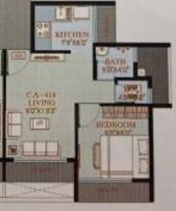 Floor plan of 1 BHK 288 Sq. Ft. Apartment in Millennium Plaza, Navi Mumbai
