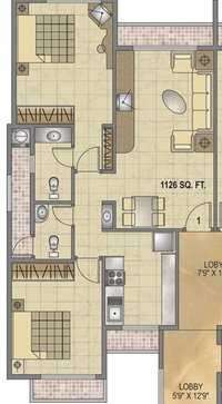 2 BHK 1126 Sq. Ft. Apartment in Monarch Ambience