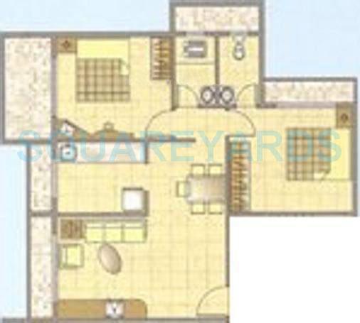 Floor plan of 2 BHK 1050 Sq. Ft. Apartment in Monarch Properties Meadows, Navi Mumbai