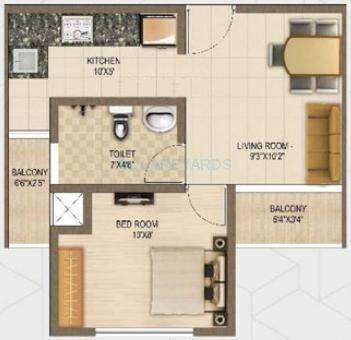 1 BHK 460 Sq. Ft. Apartment in Monarch Properties Rise