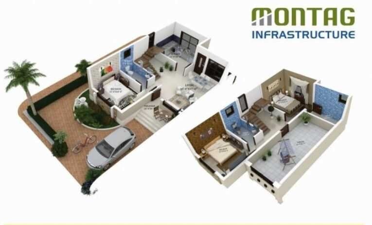 Floor plan of 3 BHK 1432 Sq. Ft. Villa in Montag Greens Villas, Navi Mumbai
