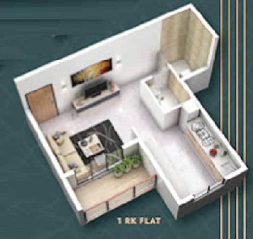 Floor plan of 275 Sq. Ft. Studio in Namah Gauri Nandan, Navi Mumbai