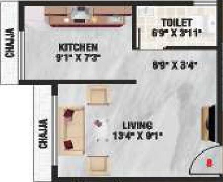 Floor plan of 242 Sq. Ft. Studio in Naman Platina, Navi Mumbai