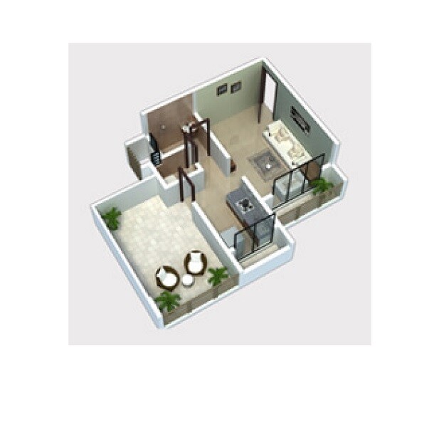 Floor plan of 278 Sq. Ft. Studio in Nandadeep Codename Big 5, Navi Mumbai