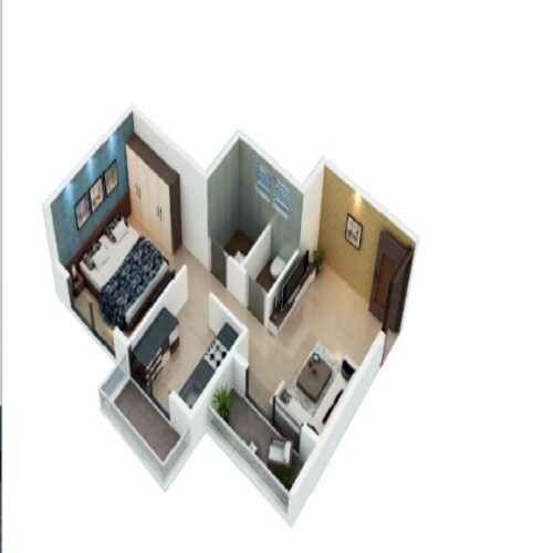 Floor plan of 1 BHK 344 Sq. Ft. Apartment in Nandadeep Gokuldham Residency, Navi Mumbai