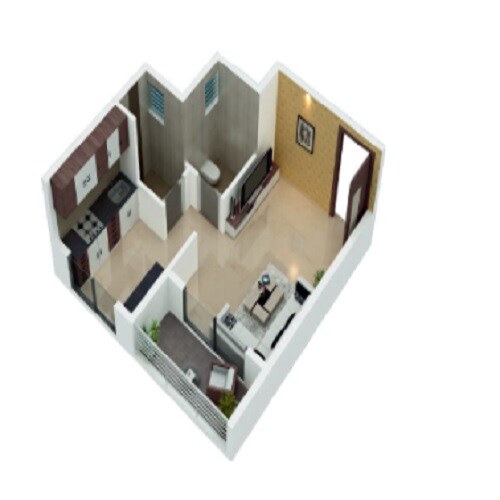 Floor plan of 229 Sq. Ft. Studio in Nandadeep Gokuldham Residency, Navi Mumbai