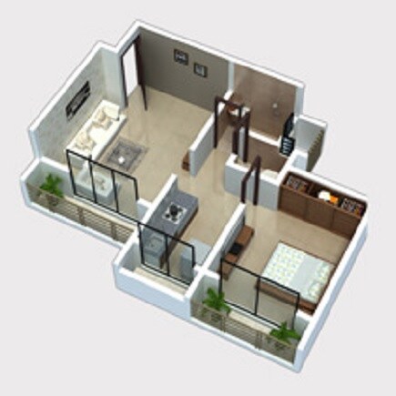 Floor plan of 1 BHK 429 Sq. Ft. Apartment in Nandadeep Residency Phase II, Navi Mumbai