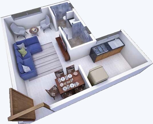 Floor plan of 252 Sq. Ft. Studio in Nandkishore Krishna Valley, Navi Mumbai