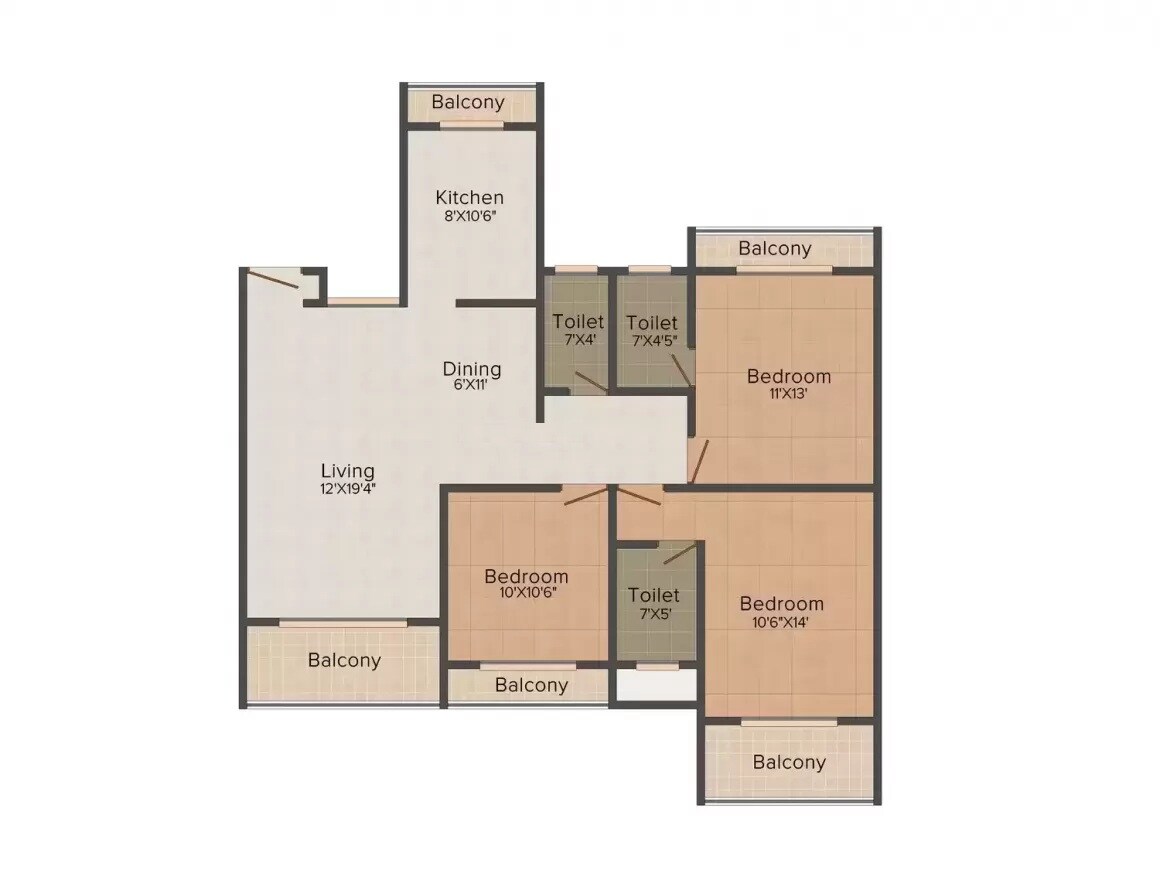 3 BHK 1595 Sq. Ft. Apartment