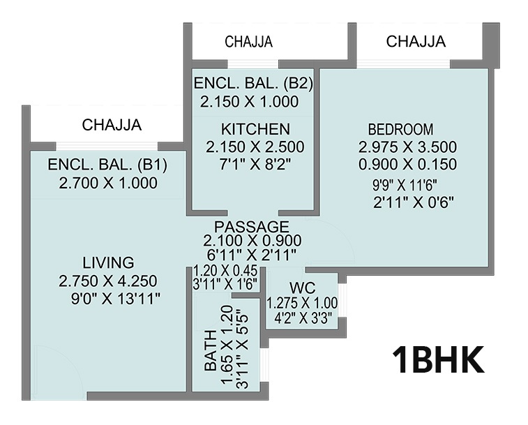 Neel Sidhi Orbit 1 BHK Layout