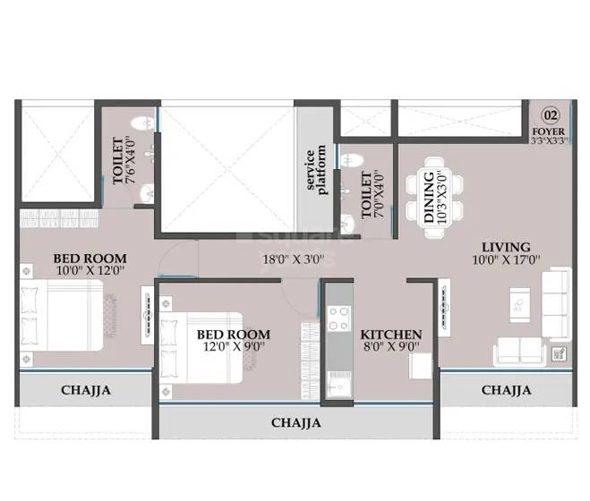 Neelkanth Darshan Kharghar 2 BHK Layout