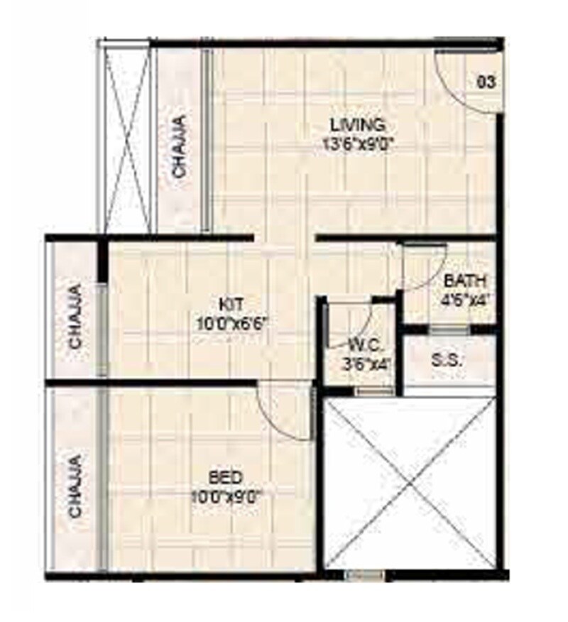 Floor plan of 1 BHK Apartment - 710 sq. ft. in Neelkanth Green, Navi Mumbai