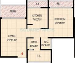 Floor plan of 1 BHK 729 Sq. Ft. Apartment in Neelkanth Krupa, Navi Mumbai